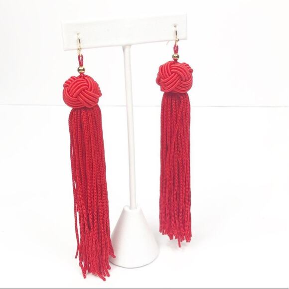 Red Long Tassel Women Earrings BRAND NEW - Picture 2 of 4